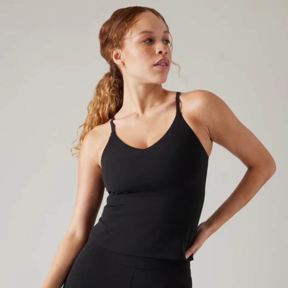 Athleta Elation V-Neck Built-In Bra Tank D-DD, Black, Women's Size XS